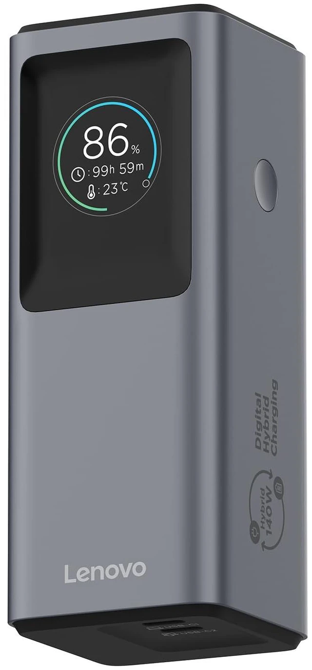Main image of Lenovo Hybrid 2-in-1 Laptop Power Bank 140W (10,200mAh), USB-C Portable Charger & 65W Wall Adapter, Dual USB-C Fast Charging, IPS Display, Foldable Plug, for Laptop, Phone, Tablet, Model PBFO10140A