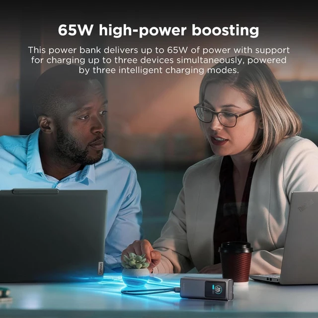 Alt view image 3 of 7 - Lenovo Hybrid 2-in-1 Laptop Power Bank 140W (10,200mAh), USB-C Portable Charger & 65W Wall Adapter, Dual USB-C Fast Charging, IPS Display, Foldable Plug, for Laptop, Phone, Tablet, Model PBFO10140A