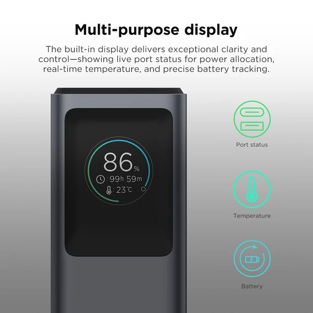 Alt view image 5 of 7 - Lenovo Hybrid 2-in-1 Laptop Power Bank 140W (10,200mAh), USB-C Portable Charger & 65W Wall Adapter, Dual USB-C Fast Charging, IPS Display, Foldable Plug, for Laptop, Phone, Tablet, Model PBFO10140A