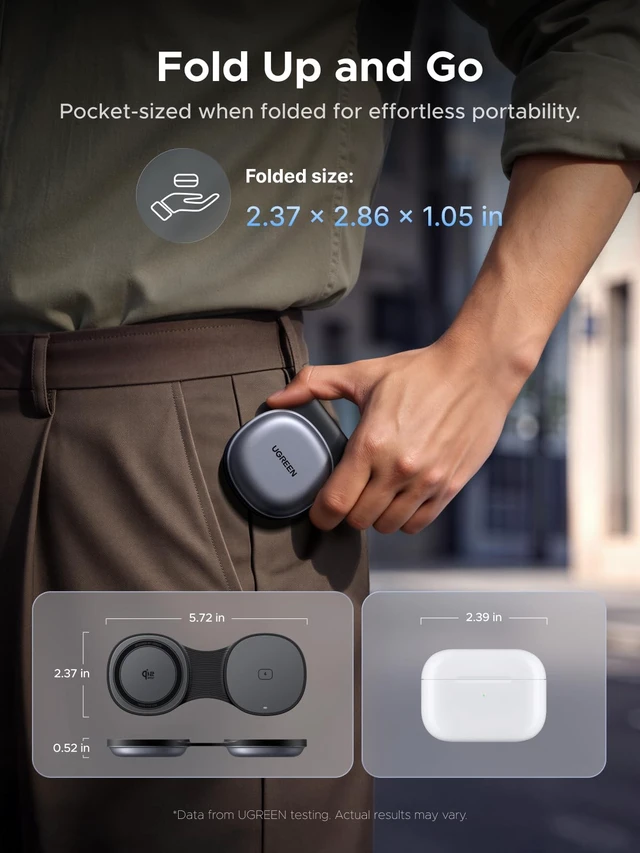 Alt view image 3 of 7 - MagFlow 25W Pocket-Sized Foldable Wireless Charger | Foldable Travel Design,Qi2.2-Certified, Fast Charging for iPhone 17-12 Series, AirPods, and More, Adapter Not Included, Black