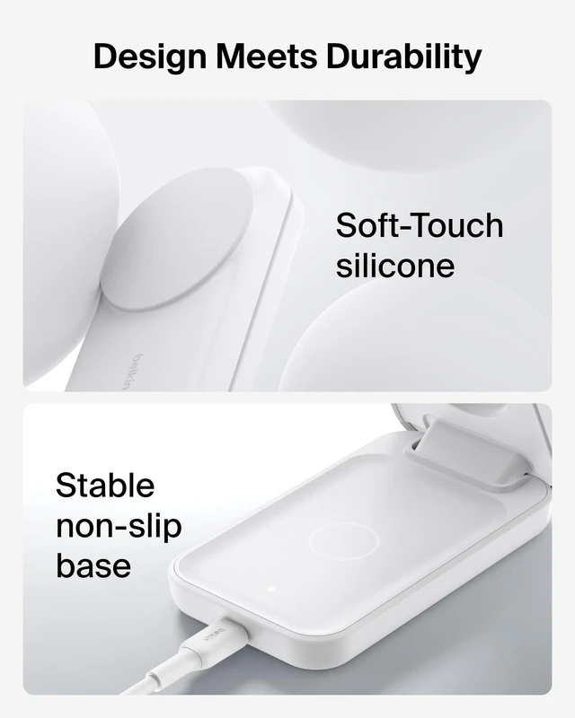Alt view image 4 of 7 - Belkin Qi2.2 25W Wireless 3 in 1 Foldable Fast Charging Station for iPhone | Fast Charigng, MagSafe Compatible, iPhone 17/16/15, Apple Watch, AirPods, Travel Charger, Magnetic