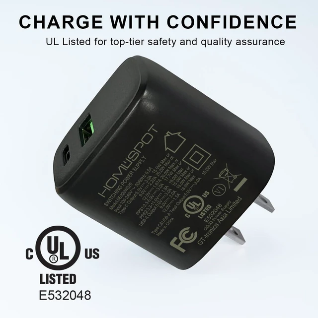 Alt view image 2 of 4 - HomeSpot USB C Wall PD Charger 20W Dual Port (4 Pack) PD and QC 3.0 Charging Block Compatible with iPhone 12/13/14/15/Pro Max, Apple Watch S8/ S9, iPad Pro/iPad Air, Airpods/Airpods Pro