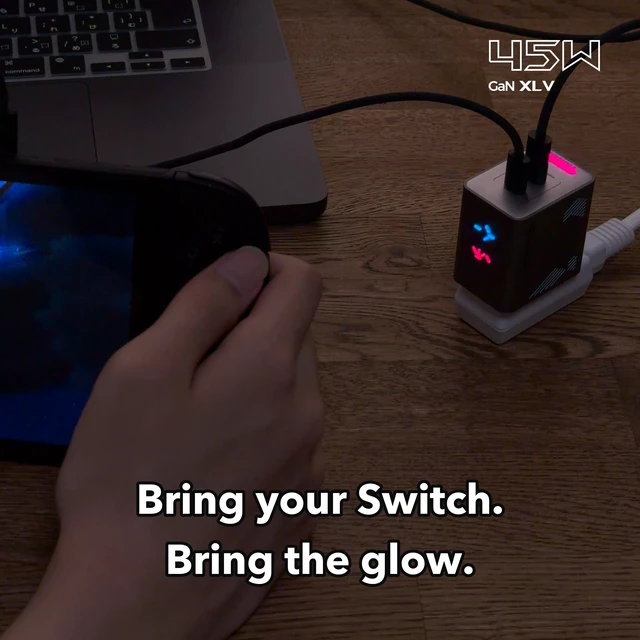 Alt view image 2 of 7 - PHYSCE 45W 3D RGB Dual USB C Gaming Charger for iPhone, Switch 1 Dock