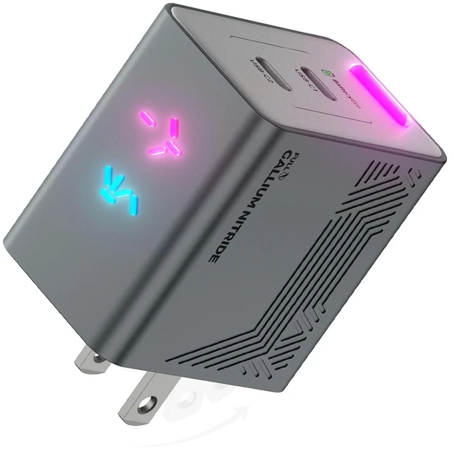 Main image of PHYSCE 45W 3D RGB Dual USB C Gaming Charger for iPhone, Switch 1 Dock