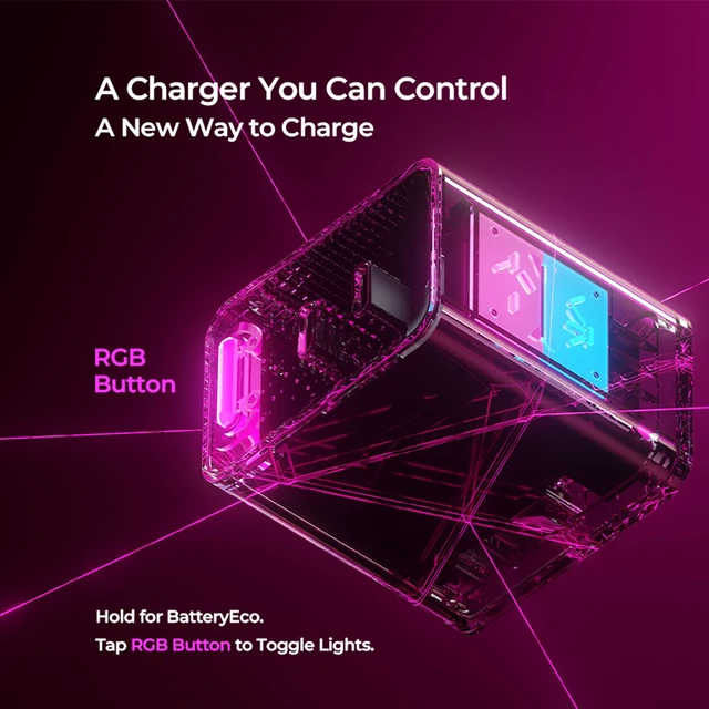 Alt view image 5 of 7 - PHYSCE 45W 3D RGB Dual USB C Gaming Charger for iPhone, Switch 1 Dock