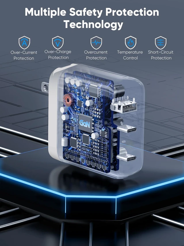 Alt view image 5 of 7 - PowerLot 140W GaN PD Power Adapter,18W USB-A Charger, PD3.1 140W Type C Wall Charger or MacBook Pro 16'', Dell XPS, iPhone 16/15 Pro Max, iPad Pro, Chromebook,Tablet