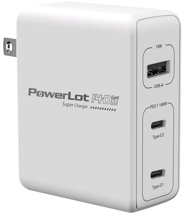 Main image of PowerLot 140W GaN PD Power Adapter,18W USB-A Charger, PD3.1 140W Type C Wall Charger or MacBook Pro 16'', Dell XPS, iPhone 16/15 Pro Max, iPad Pro, Chromebook,Tablet
