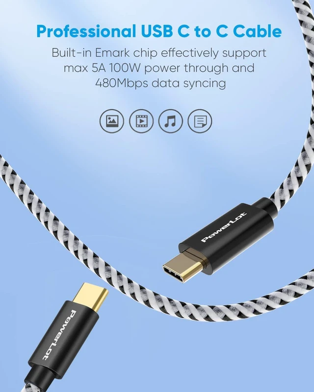 Alt view image 4 of 7 - 100W USB C Charger PowerLot Fast Wall Charger PD 3.0 GaN Type C Charging, Power Adapter with 5A 6ft Cable, Universal Charger Block for MacBook, iPad, iPhone 14, Pixel, Chromebook and USB-C Laptops