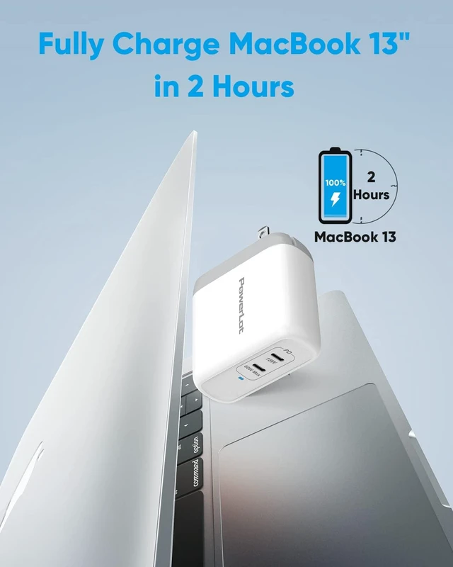 Alt view image 3 of 7 - USB C Wall Charger, PowerLot 68W 2-Port GaN PD 3.0 USB C Charger Block, 60W USB C Power Adapter for MacBook Pro, Fast Wall Charger for iPhone 15 pro max,iPhone14/13/12 Pro Max, iPad Pro,iWatch,iPods