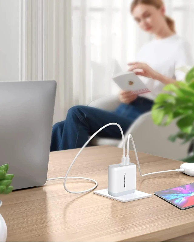 Alt view image 7 of 7 - USB C Wall Charger, PowerLot 68W 2-Port GaN PD 3.0 USB C Charger Block, 60W USB C Power Adapter for MacBook Pro, Fast Wall Charger for iPhone 15 pro max,iPhone14/13/12 Pro Max, iPad Pro,iWatch,iPods
