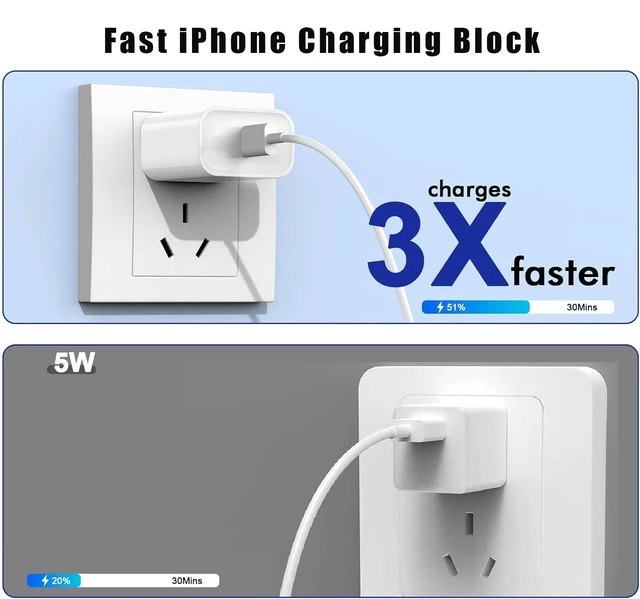 Alt view image 2 of 7 - USB C Charger for iPhone 17/16 Charger Fast Charging,20W USB C Wall Charger | Block Travel Plug with 60W Type C to C Charger Cable Fast Charging for iPhone 17/17 Pro Max/iPhone 16/iPad Pro/Air/Mini