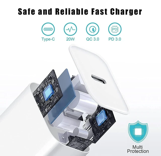 Alt view image 4 of 7 - USB C Charger for iPhone 17/16 Charger Fast Charging,20W USB C Wall Charger | Block Travel Plug with 60W Type C to C Charger Cable Fast Charging for iPhone 17/17 Pro Max/iPhone 16/iPad Pro/Air/Mini
