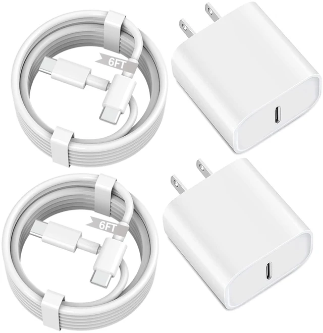 Main image of iPhone 17 16 15 Fast Charger, 2-Pack 20W USB C Wall Charger Plug with 6FT Type C High-Speed Fast Charging Cable for Apple iPhone 17 Pro Max/Pro/Air,iPhone 16/15 Pro Max/Pro/Plus/iPad Pro/Mini/AirPods