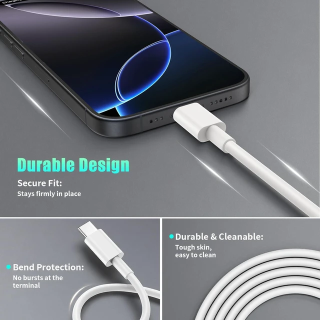 Alt view image 4 of 7 - USBC Charger Block for iPhone 16 15 Pro Max Plus Charger Fast Charging,30w Usb-C Fast Charger Adapter 6+6Ft USB Type C to USB C Cable for I Phone 16 15 ProMax Plus iPad Pro Air Mini-30 Watt Certified