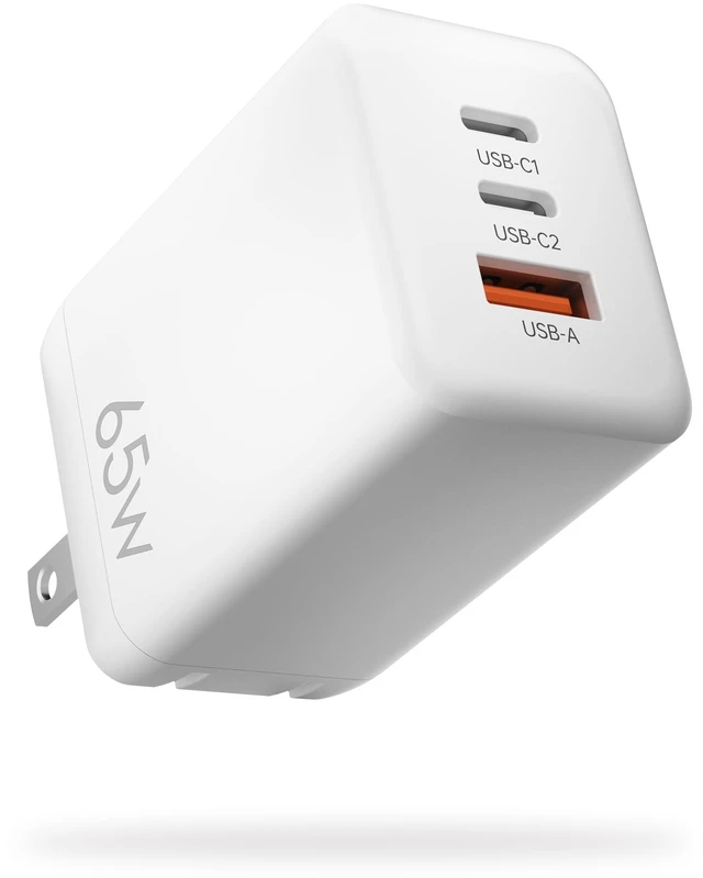 Main image of VIKEN 3-Port Compact Foldable Fast Charger, 65W USB C Wall Charger Block | Type C Charger Fast Charging for MacBook Pro/Air, iPad Pro, Pixelbook, iPhone 17/16/Pro, Galaxy S23/S22, Note20 and More