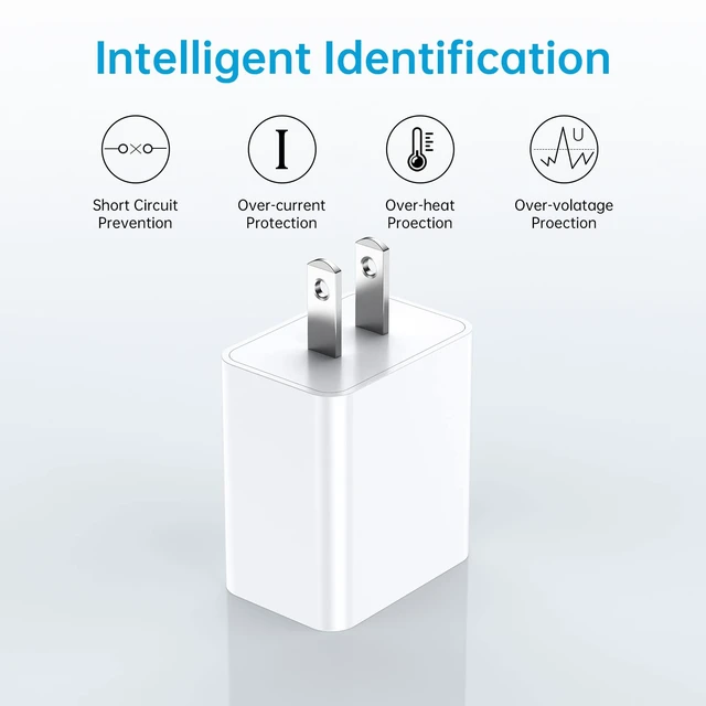 Alt view image 6 of 7 - USB C Wall Charger Block 20W, Dual Port USB-C Plug-in 20W PD & QC3.0 A Fast Charging for iPhone 14/13/12/11 /Pro Max, iPad Pro, AirPods Samsung Android Phones and More