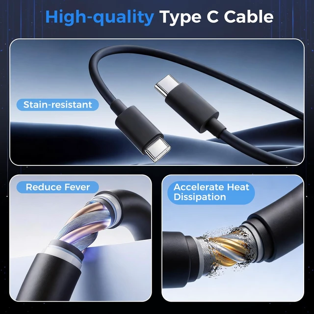 Alt view image 4 of 7 - 10FT Fast Charging Cord TypeC with 60W USBC Charger Block for Samsung Phone 10Feet USB Cable Type C Charger Fast Charging for Samsung Galaxy S26/S25/S24/S23/S22/S21/S20/S26 Ultra/Z Fold7/iPhone 17/16