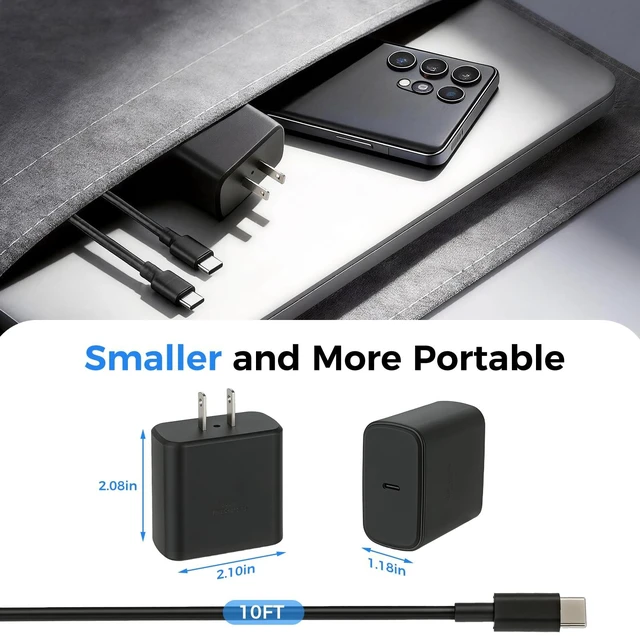 Alt view image 5 of 7 - 10FT Fast Charging Cord TypeC with 60W USBC Charger Block for Samsung Phone 10Feet USB Cable Type C Charger Fast Charging for Samsung Galaxy S26/S25/S24/S23/S22/S21/S20/S26 Ultra/Z Fold7/iPhone 17/16