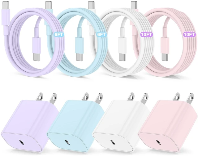 Main image of iPhone 18 17 16 15 Fast Charger and 6ft 10ft Type C to C Cable Cord Long, USB C Charging Block for Apple iPhone Duo/18 Pro Max/17 Air/16/15 Plus,iPad 12.9 inch/Mini, Wall Plug Power Adapter Cube Brick