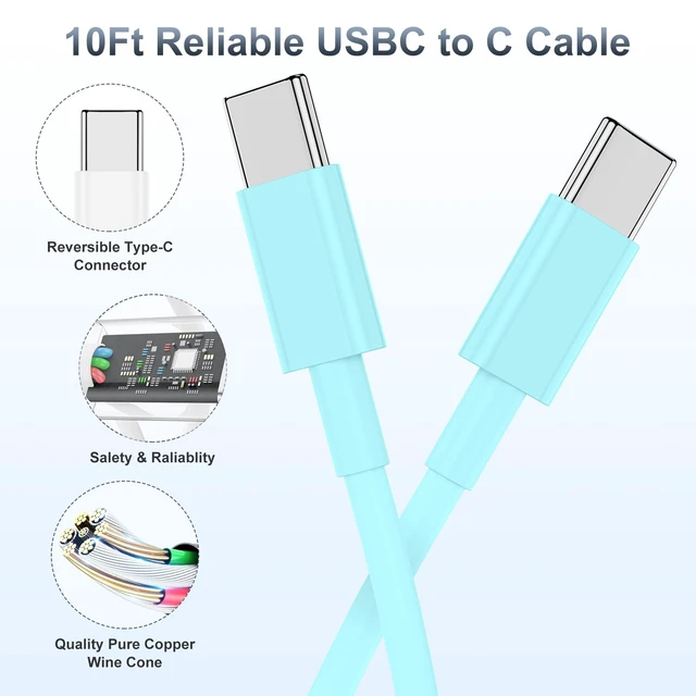 Alt view image 3 of 7 - iPhone 18 17 16 15 Fast Charger and 6ft 10ft Type C to C Cable Cord Long, USB C Charging Block for Apple iPhone Duo/18 Pro Max/17 Air/16/15 Plus,iPad 12.9 inch/Mini, Wall Plug Power Adapter Cube Brick
