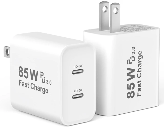 Main image of USB C Charging Blocks, 85W Dual USBC Wall Charger Fast Charging Plug Cube | 85W Dual USB C Fast Charger Block Type C Phone Charging Brick for iPhone Duo/18 Pro/18 Pro Max/17 16 15 14 13 Pro Max, iPad