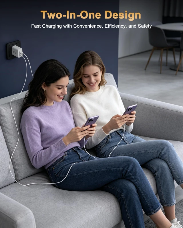 Alt view image 7 of 7 - USB C Charging Blocks, 85W Dual USBC Wall Charger Fast Charging Plug Cube | 85W Dual USB C Fast Charger Block Type C Phone Charging Brick for iPhone Duo/18 Pro/18 Pro Max/17 16 15 14 13 Pro Max, iPad
