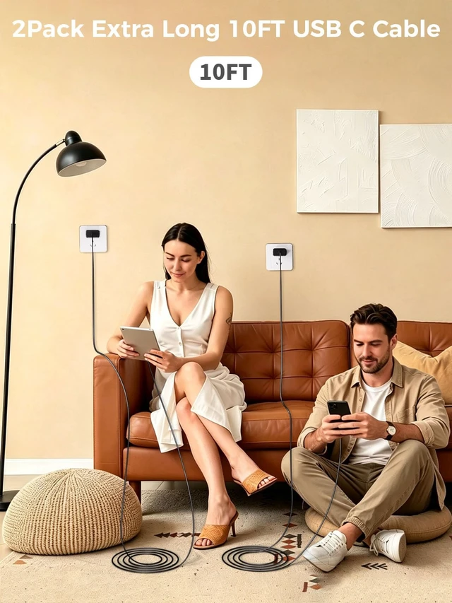 Alt view image 7 of 7 - 60W USB C Charger Fast Charging with 10Foot Extra Long USB C Charging Cable | 2Pack USBC Block with Charger Cord Type-C for Samsung Galaxy Z Fold8/Z Flip8/S26 Ultra/S26/S26+/S25 Ultra/S25/S24/S23/S22/