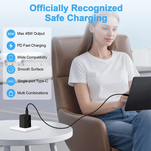 Alt view image 4 of 7 - 45W Super Fast Charger for Samsung Galaxy Z Fold 8 Ultra 7 6/Z Flip 8 7 FE A37/S26 Ultra/A36/S25 FE/A17/A16,Moto Razr+2026 Edge 70 Pro+ G Stylus 2026,USB Type C Fast Charging Block with 6FT USBC Cable