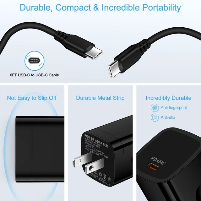 Alt view image 3 of 7 - 45W Super Fast Charger for Samsung Galaxy Z Fold 8 Ultra 7 6/Z Flip 8 7 FE A37/S26 Ultra/A36/S25 FE/A17/A16,Moto Razr+2026 Edge 70 Pro+ G Stylus 2026,USB Type C Fast Charging Block with 6FT USBC Cable