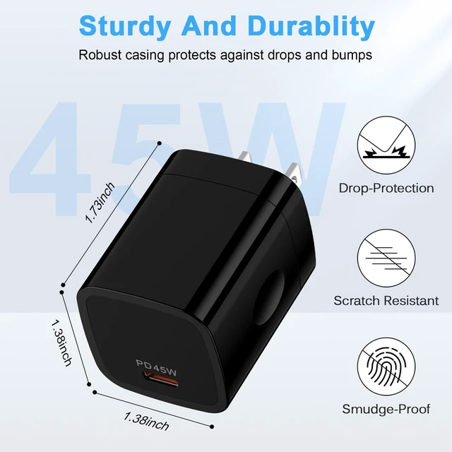 Alt view image 6 of 7 - 45W Super Fast Charger for Samsung Galaxy Z Fold 8 Ultra 7 6/Z Flip 8 7 FE A37/S26 Ultra/A36/S25 FE/A17/A16,Moto Razr+2026 Edge 70 Pro+ G Stylus 2026,USB Type C Fast Charging Block with 6FT USBC Cable