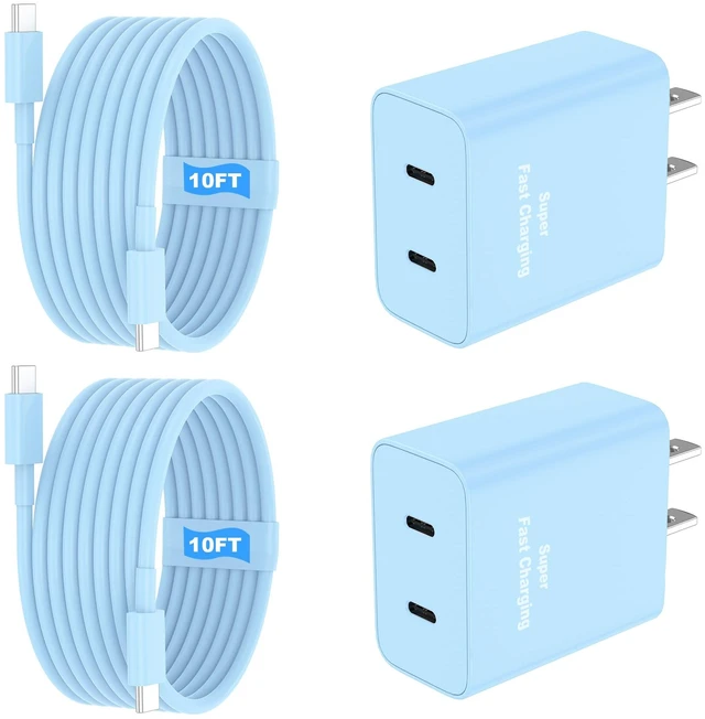 Main image of iPhone 18 17 16 15 Charger Fast Charging, 45W Dual USB C Phone Charger Block with 10FT Long Type C Cable Cord for Apple iPhone Duo/18/17/17 Air/16 Pro/16 Pro Max/15 Plus/15 Pro/iPad/S26 Ultra(Blue)