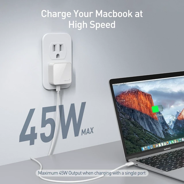 Alt view image 2 of 7 - Nekmit Flat USB C Wall Charger, 47W Dual Ports USB C Charger Block, PPS Fast Charging Wall Plug for iPhone 17/17 Pro/17 Pro Max, Galaxy, MacBook Air, iPad, AirPods and More