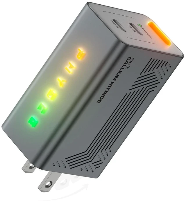 Main image of PHYSCE 67W Two-Sided 3D RGB Dual USB C Gaming Charger for iPhone, Switch 2 | TV mode tested with 20 docks, Steam Deck, MacBook and ROG Ally charging, dedicated power circuits, color-coded power levels