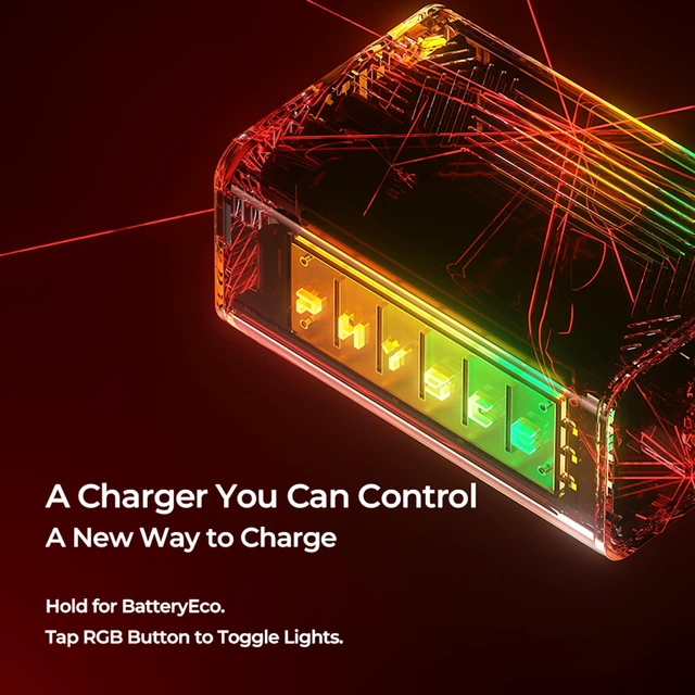 Alt view image 5 of 7 - PHYSCE 67W Two-Sided 3D RGB Dual USB C Gaming Charger for iPhone, Switch 2 | TV mode tested with 20 docks, Steam Deck, MacBook and ROG Ally charging, dedicated power circuits, color-coded power levels