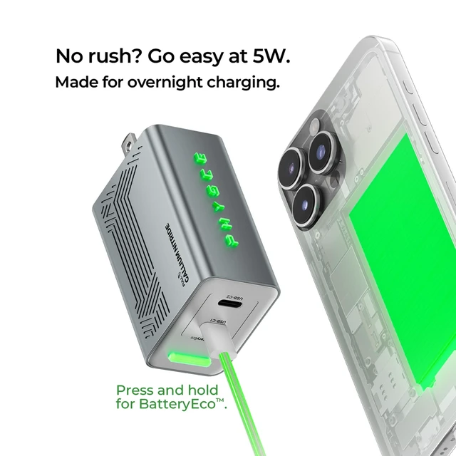 Alt view image 7 of 7 - PHYSCE 67W Two-Sided 3D RGB Dual USB C Gaming Charger for iPhone, Switch 2 | TV mode tested with 20 docks, Steam Deck, MacBook and ROG Ally charging, dedicated power circuits, color-coded power levels