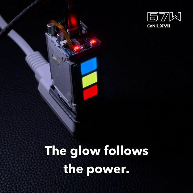 Alt view image 3 of 7 - PHYSCE 67W Two-Sided 3D RGB Dual USB C Gaming Charger for iPhone, Switch 2 | TV mode tested with 20 docks, Steam Deck, MacBook and ROG Ally charging, dedicated power circuits, color-coded power levels