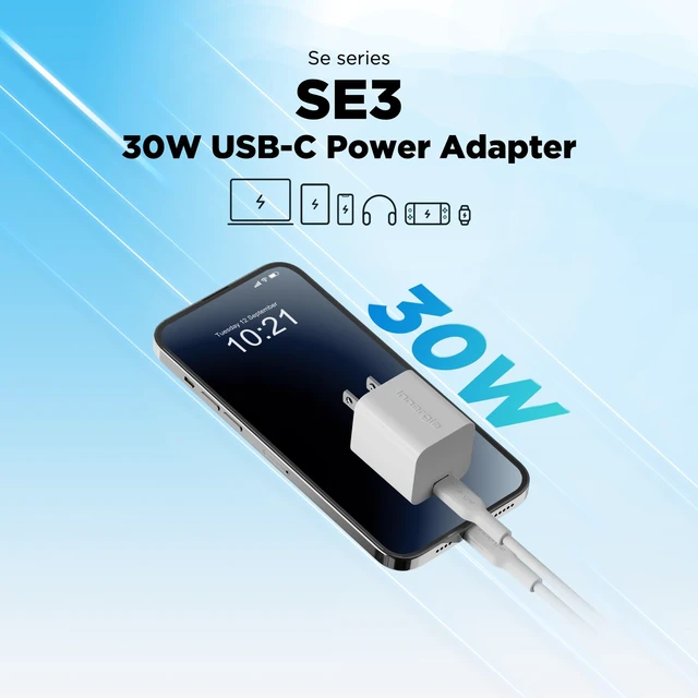 Alt view image 2 of 7 - Innergie 30W USB C Charger Block, Fast Charging for iPhone 17/16/15, White For MacBook Air M1-M4, iPad Pro/Air, Samsung Galaxy, Google Pixel; PD3.0 PPS; 30 watt usb c block charger; portable, compact