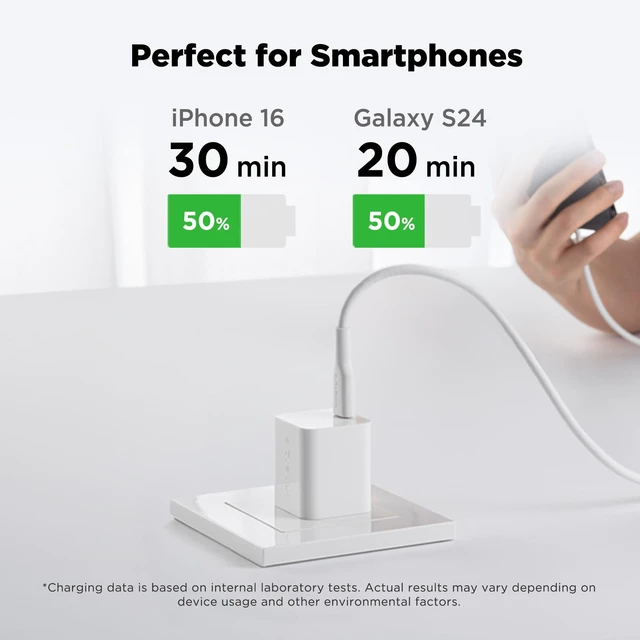 Alt view image 3 of 7 - Innergie 30W USB C Charger Block, Fast Charging for iPhone 17/16/15, White For MacBook Air M1-M4, iPad Pro/Air, Samsung Galaxy, Google Pixel; PD3.0 PPS; 30 watt usb c block charger; portable, compact