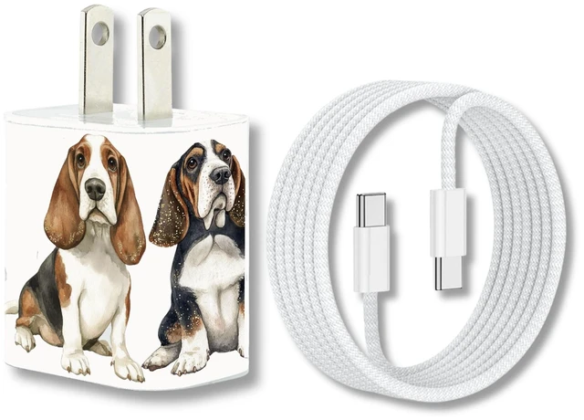 Main image of Classy Chargers Bassad Hound Phone Charger Set, 35W Dual Port USB-A & USB-C Wall Charger for iPhone & Android, Cute Bassad Hound Gift