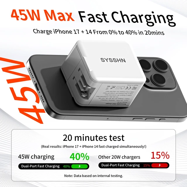 Alt view image 4 of 7 - 4-in-1 Retractable Wall Charger 45W USB C iPhone Charger with Dual Cables for Multiple Devices Foldable Plug Charger Block for iPhone 17/16/15/14/iPad/Galaxy/Pixel/AirPods