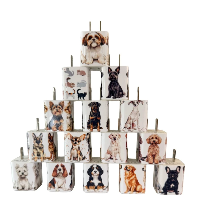 Alt view image 6 of 7 - Classy Chargers Bassad Hound Phone Charger Set, 35W Dual Port USB-A & USB-C Wall Charger for iPhone & Android, Cute Bassad Hound Gift