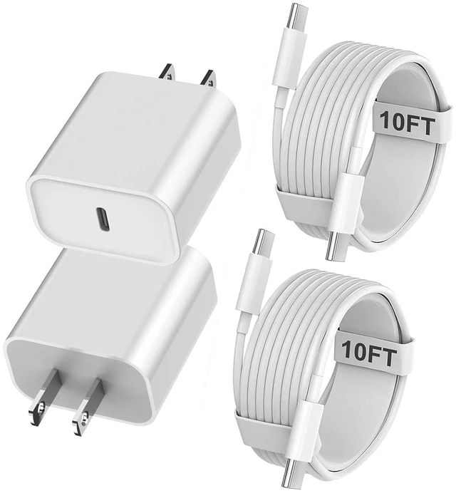 Main image of iPhone 17 16 Charger Fast Charging, 2Pack 10FT Extra Long USBC to C Cable with 20W Apple iPad USB C Fast Charger USB C Wall Charger Block for iPhone Duo/18 Pro Max/18 Pro/17/Air/16 Pro Max/16/15,iPad