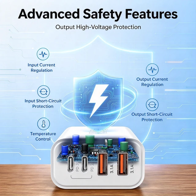 Alt view image 4 of 7 - USB C Fast Charger Block, 40W Multiport Type C Wall Charging Power Adapter Plug with 3ft/6ft/10ft/10ft Cable Cord Long for Apple iPhone Duo/18 Pro Max/17/16/15/Samsung Galaxy S26 Ultra/S25/S24/S23/S22