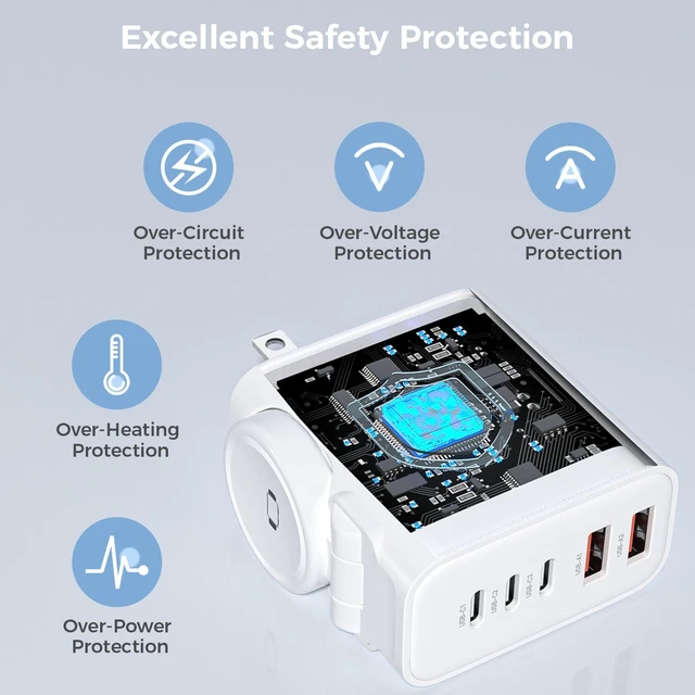 Alt view image 4 of 7 - Charging Blocks for Apple Watch/iPhone,60W Fast Multiple Port Charger Block 5-Ports USB A+USB C Fast Charger Block Brick Box Build in Watch Charger for Apple Watch Series 11/10/SE,iPhone 18 Pro Max/17