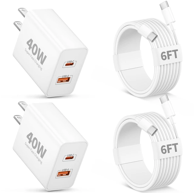 Main image of for Google Pixel Charger, 2Pack 40W USB C Charger Block Super Fast Charging for Pixel 10/9/Pro XL/Fold/8/7/6/5/4, Portable, USB-C GaN Power Adapter, ETL List, Travel Accessories, with 6FT Type C Cable