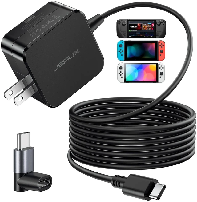 Main image of JSAUX 45W USB C Charger for Steam Deck/OLED with 10FT Cable | Type C PD 3.0 45 Watt Fast Charging for Steam Frame, Switch, iPhone 18/17/16/15, Samsung Galaxy, Pixel, iPad, MacBook