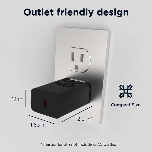 Alt view image 5 of 6 - Motorola TurboPower 68W USB-C GaN tech Wall Charger - No Cable | Fastest for Moto G Stylus (2025/2026), Motorola Edge (Plus) 2022/2023, Edge 24/25/26, Razr+ 2024/2025, Razr Ultra, PD Devices