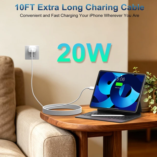 Alt view image 6 of 7 - iPhone 17 16 Pro Charger Fast Charging,20W Super Fast USB C Charger Block,2Pack Quick Type C Phone Chargers,10FT USB C Charging Cable Cord for iPhone 17 Pro/17 ProMax/17 Air/16/16 ProMax/16e/15/15 Pro