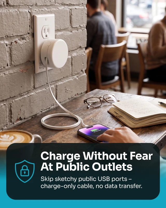 Alt view image 5 of 7 - BIBICORD 4-in-1 USB-C Wall Charger, Retractable Cable, 2500mAh Power Bank | Convenient Travel Charger With 3ft Retractable USB-C Cable, Backup Battery, Foldable Plug, Surge Protection & 100-240V Input
