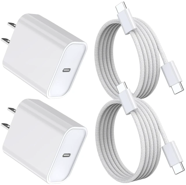 Main image of iPhone 17 Charger Fast Charging,2Pack 20W USB C Fast Charging Block Charger 2Pack 60W Woven Braided Type C to C Cable iPhone 16 Charger for iPhone Air/17 Pro Max/16 Pro Max/16e/15 Pro/iPad Air/AirPods